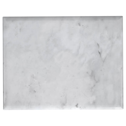 Mesa auxiliar rectangular Baldwin con tapa de mármol, blanca y dorada