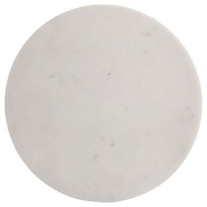 Mesa auxiliar redonda Colette con tapa de mármol en blanco y gris oscuro