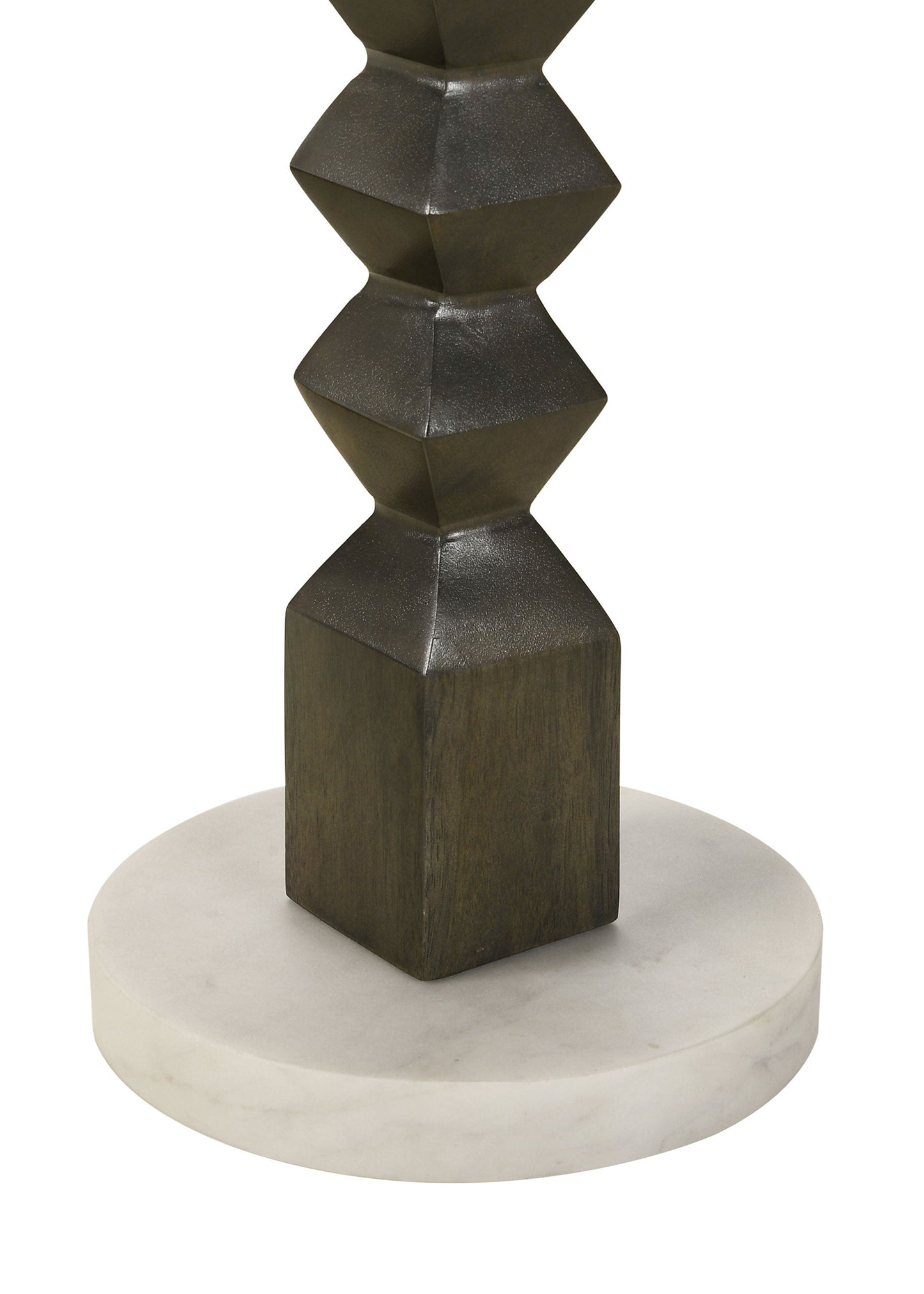 Mesa auxiliar redonda Colette con tapa de mármol en blanco y gris oscuro