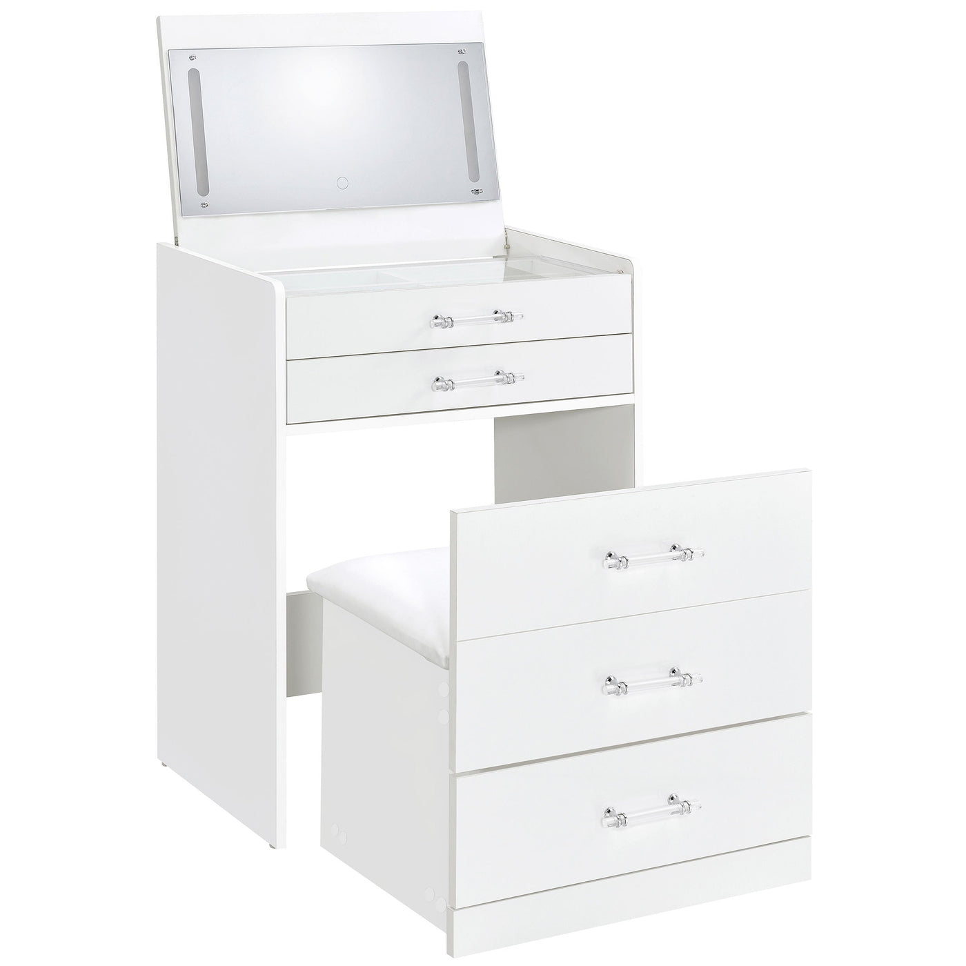 Danbury 3-drawer Makeup Vanity & Stool Set Black High Gloss