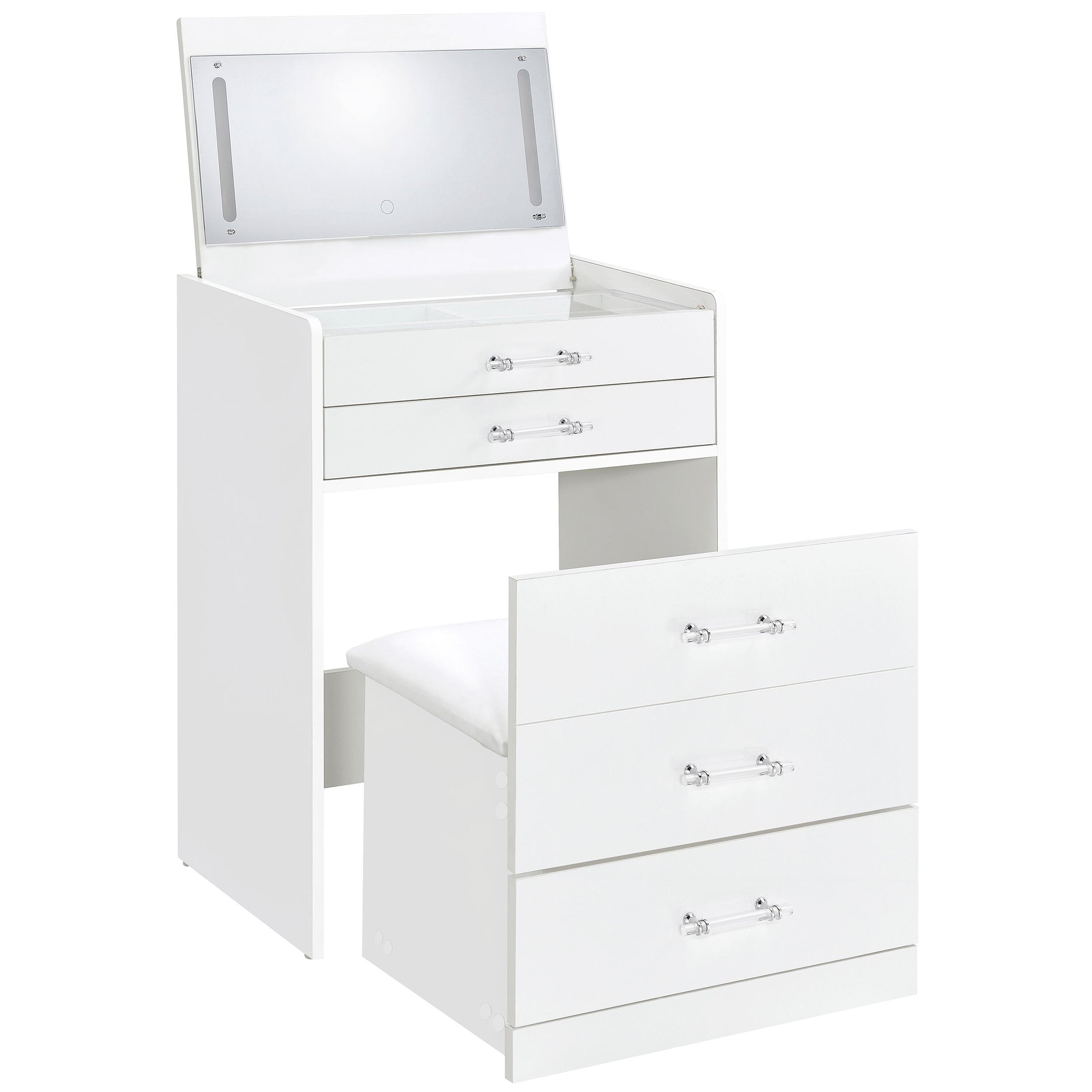 Danbury 3-drawer Makeup Vanity & Stool Set Black High Gloss