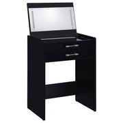 Tocador y taburete de maquillaje de 3 cajones Danbury, negro brillante
