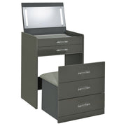 Tocador y taburete de maquillaje de 3 cajones Danbury, negro brillante