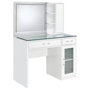 Flora 2-drawer Vanity Set with LED Mirror Black High Gloss