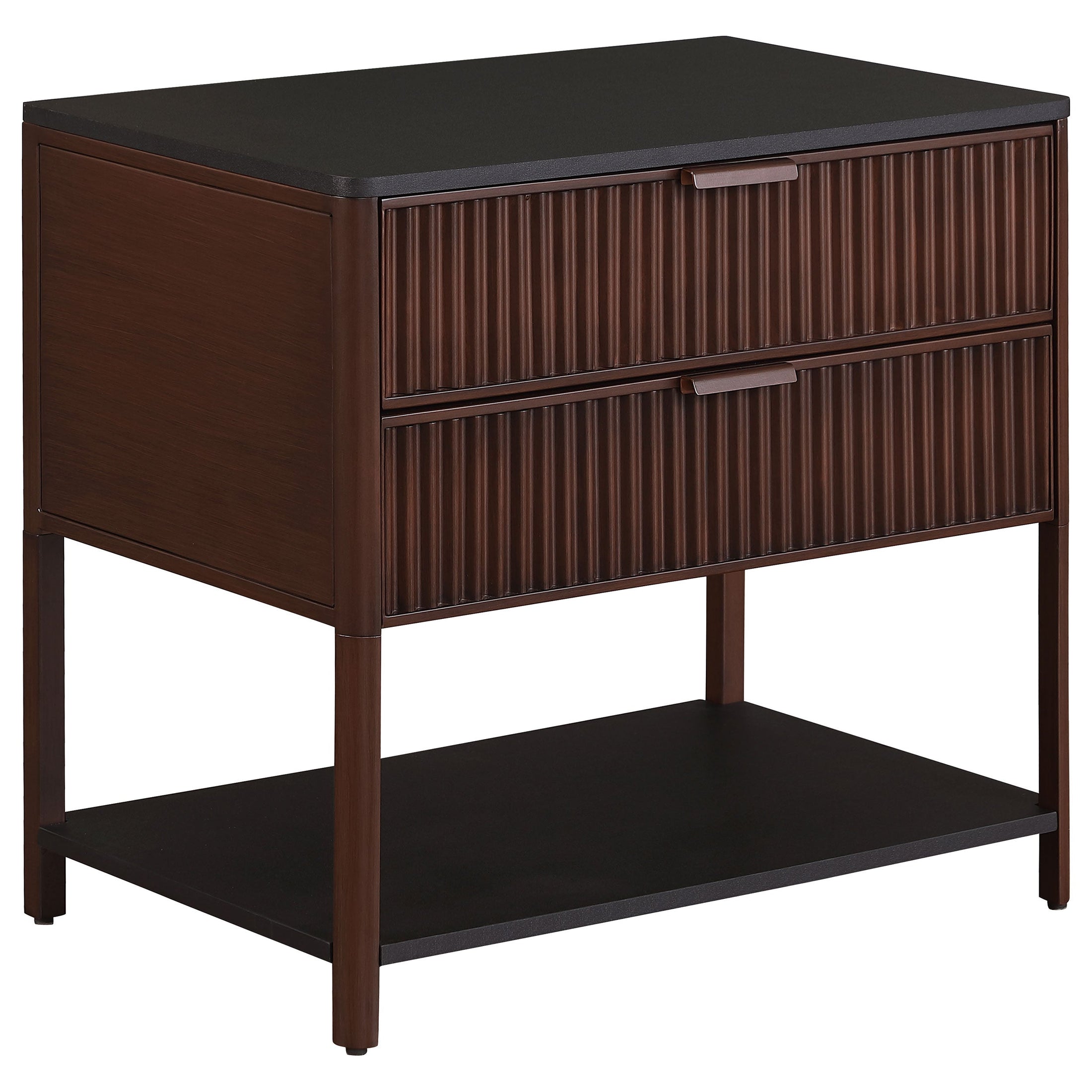 Mesa auxiliar Zimmerlee de 2 cajones con estante en color marrón óxido