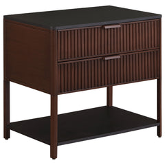 Mesa auxiliar Zimmerlee de 2 cajones con estante en color marrón óxido
