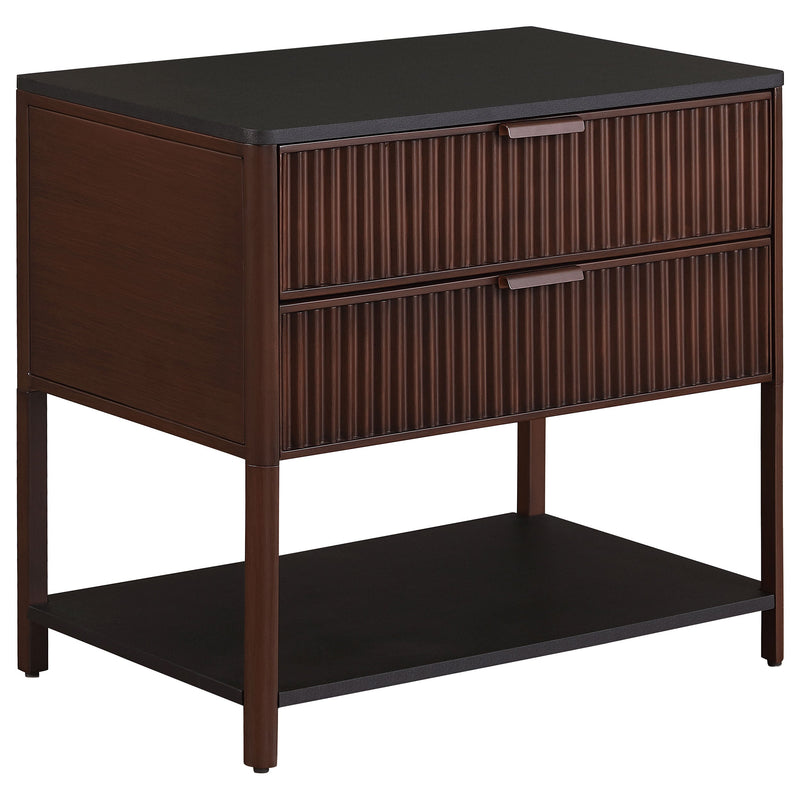 Mesa auxiliar Zimmerlee de 2 cajones con estante en color marrón óxido