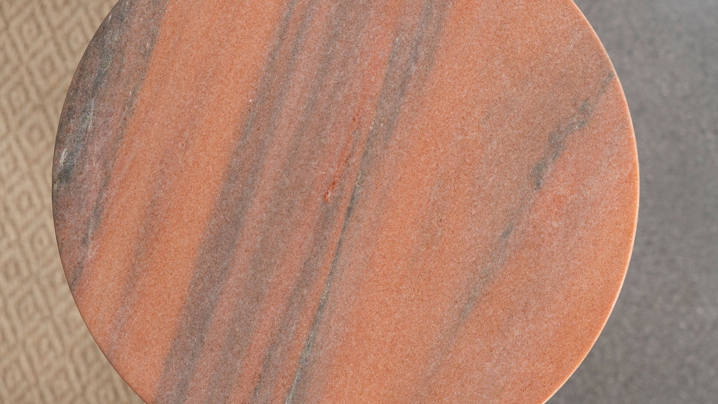 Mesa auxiliar decorativa con tapa redonda de madera Colima color melocotón