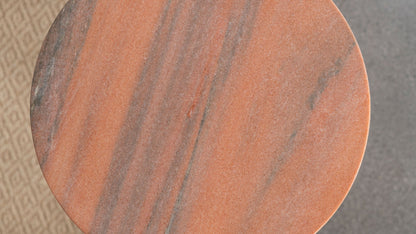 Mesa auxiliar decorativa con tapa redonda de madera Colima color melocotón