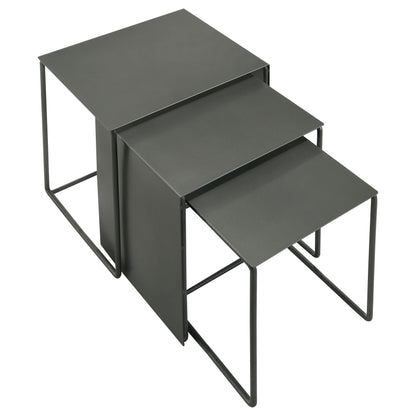 Juego de mesa nido rectangular de metal Imez gris