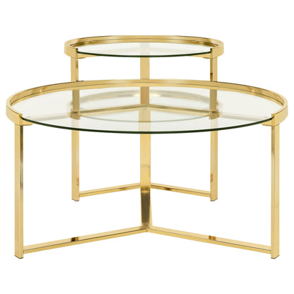 Delia Round Glass Top Nesting Coffee Table Chrome