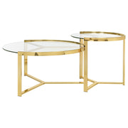 Delia Round Glass Top Nesting Coffee Table Chrome