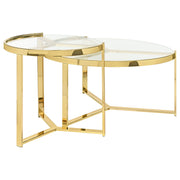 Delia Round Glass Top Nesting Coffee Table Chrome