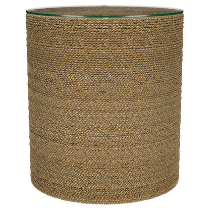 Halden Round Woven Seagrass Accent Side Table Light Brown