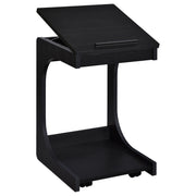 Ralston C-Shaped Lift-Top Sofa Side Table With Casters Black