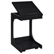 Ralston C-Shaped Lift-Top Sofa Side Table With Casters Black