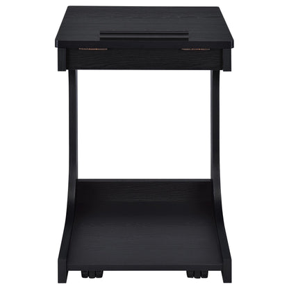 Ralston C-Shaped Lift-Top Sofa Side Table With Casters Black