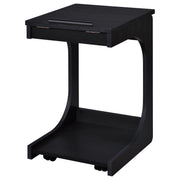 Ralston C-Shaped Lift-Top Sofa Side Table With Casters Black