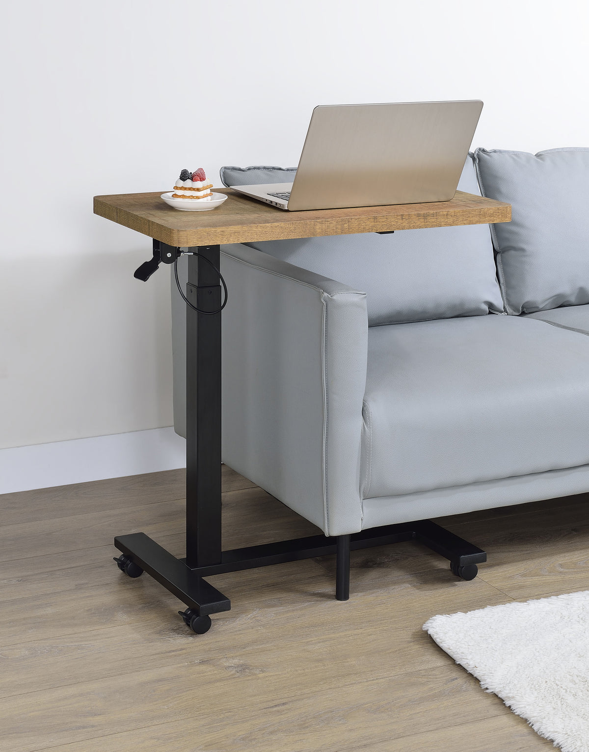 Westpark Pneumatic Adjustable C-Shape Side Table with Casters Mango