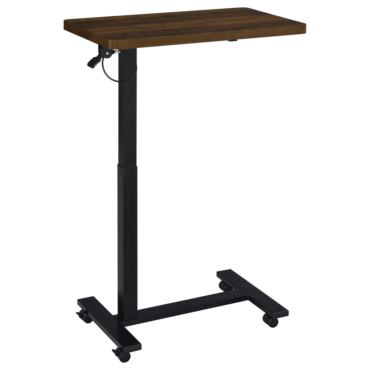 Westpark Pneumatic Adjustable C-Shape Side Table with Casters Dark Pine