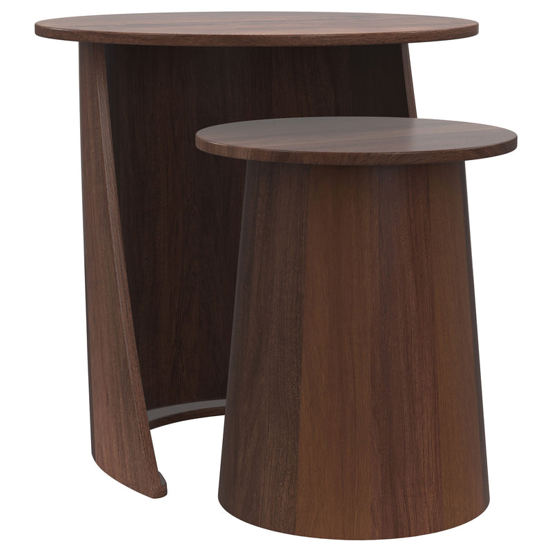 Mesa nido redonda de madera de mango Yency, color marrón oscuro
