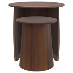 Mesa nido redonda de madera de mango Yency, color marrón oscuro