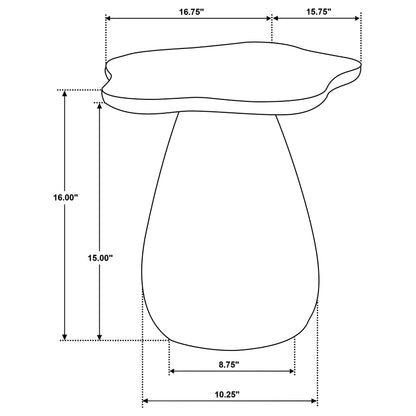 Mesa auxiliar Perth de 17 pulgadas con tablero en forma de nube, color blanco roto