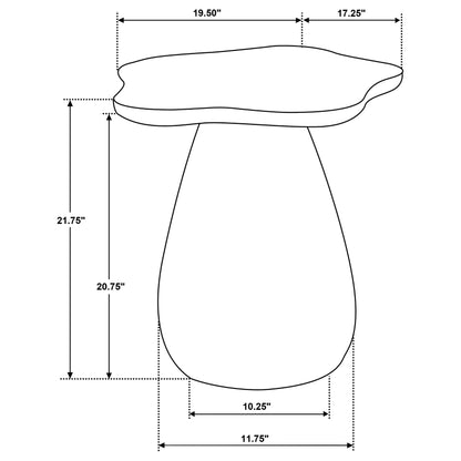 Mesa auxiliar Perth de 17 pulgadas con tablero en forma de nube, color blanco roto