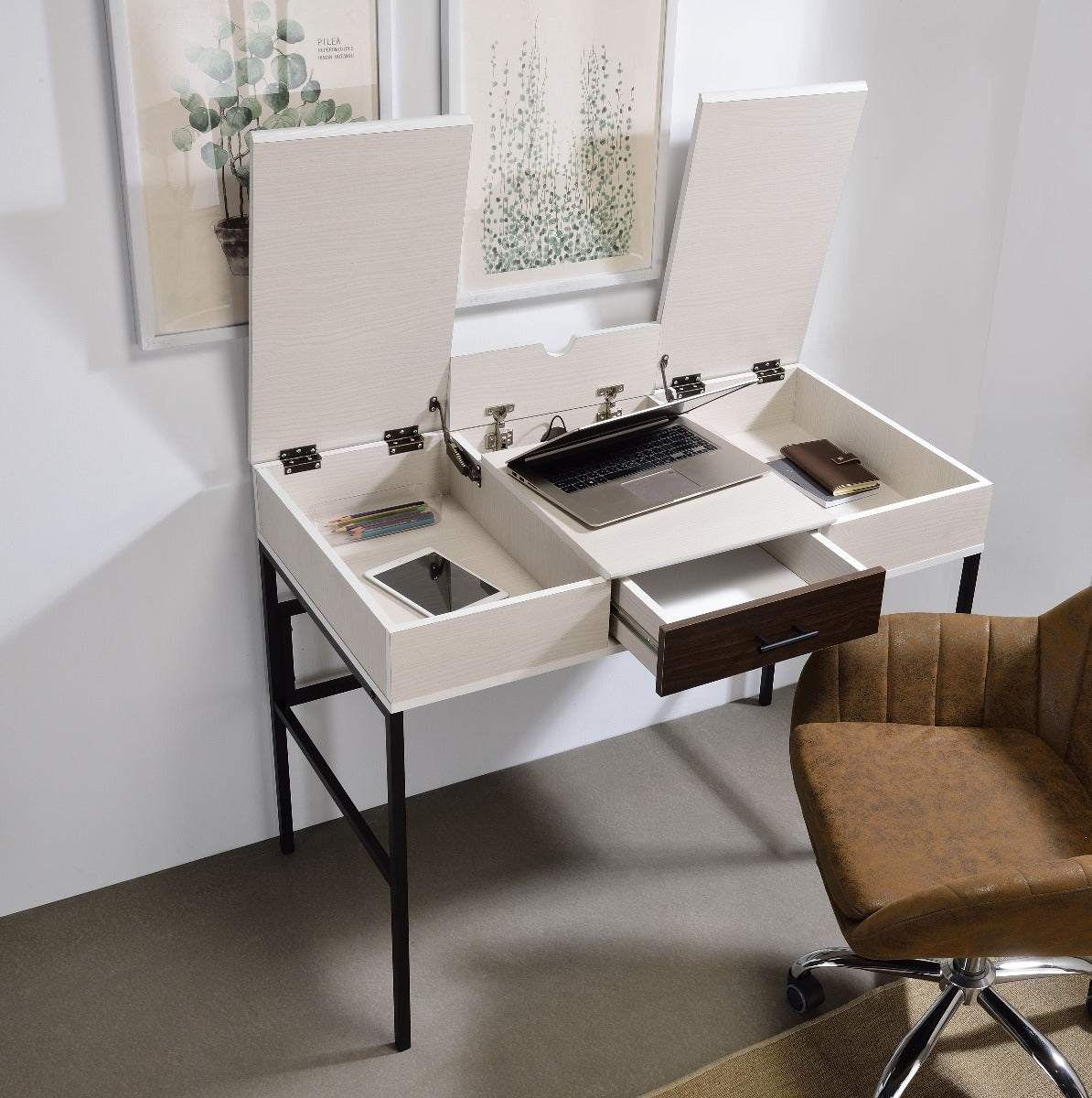 Verster Writing Desk W/USB - Natural & Black