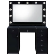 Acena 7-drawer Vanity Set with Lighting Black High Gloss
