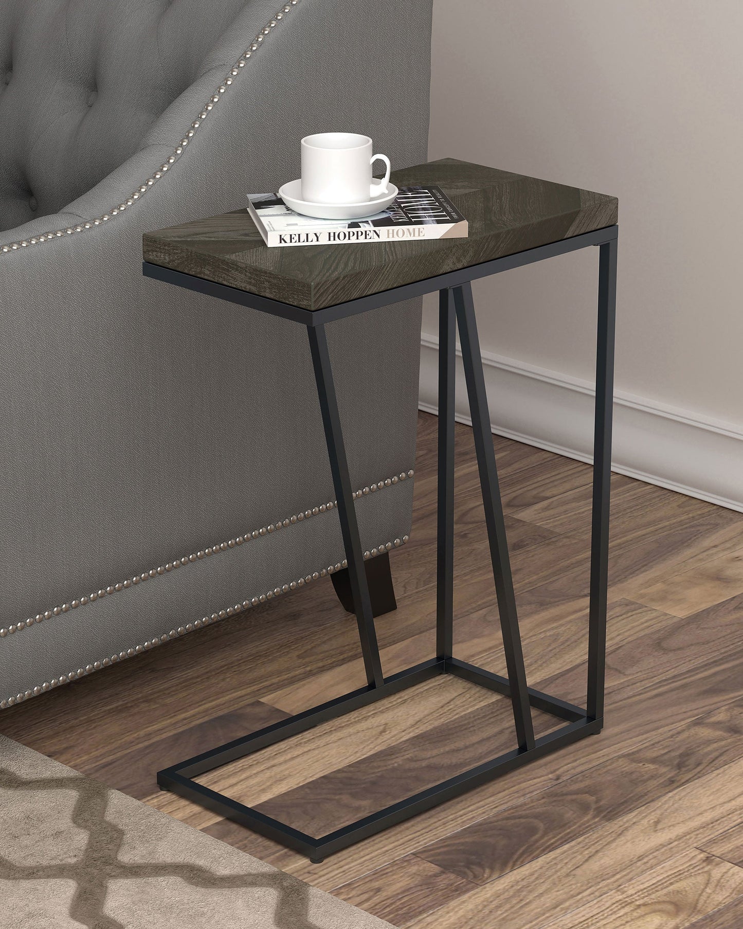 Sergio Engineered Wood C-Shaped Side Table Rustic Tobacco