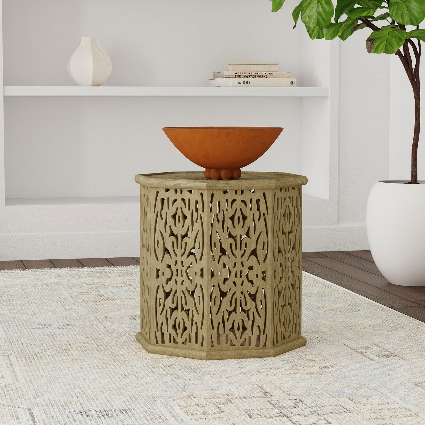 Torres Octagonal Mango Wood Accent Table