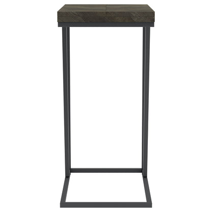 Mesa auxiliar extensible Carly de madera de ingeniería en forma de C, color gris