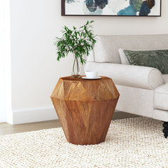 Mesa auxiliar octogonal Jacinto de madera maciza de mango gris