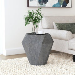 Mesa auxiliar octogonal Jacinto de madera maciza de mango gris
