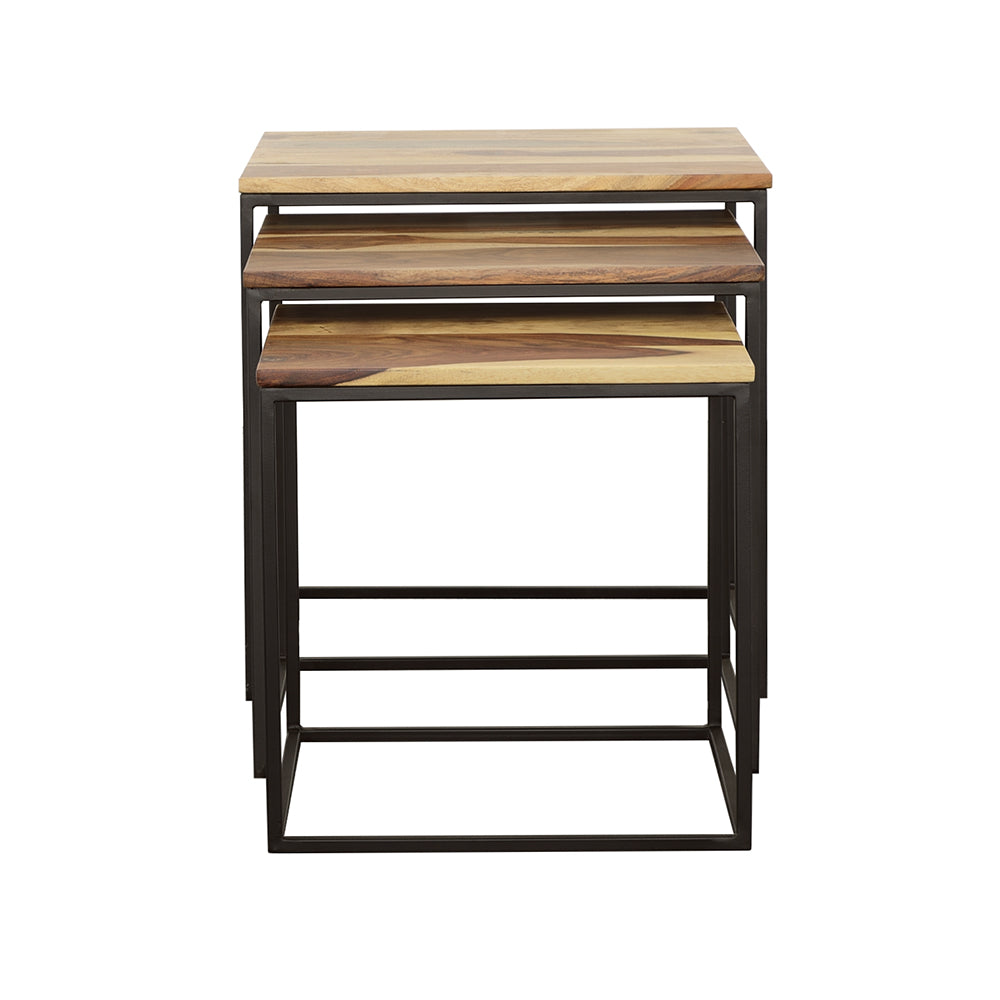 Belcourt Square Nesting Tables Natural and Black