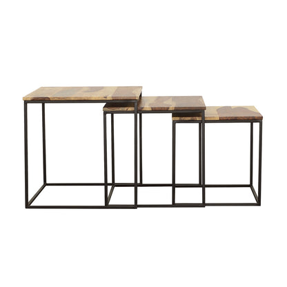 Belcourt Square Nesting Tables Natural and Black