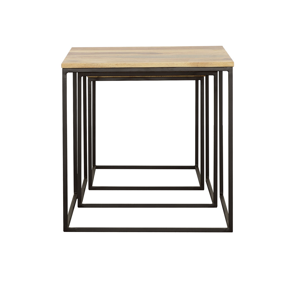 Belcourt Square Nesting Tables Natural and Black