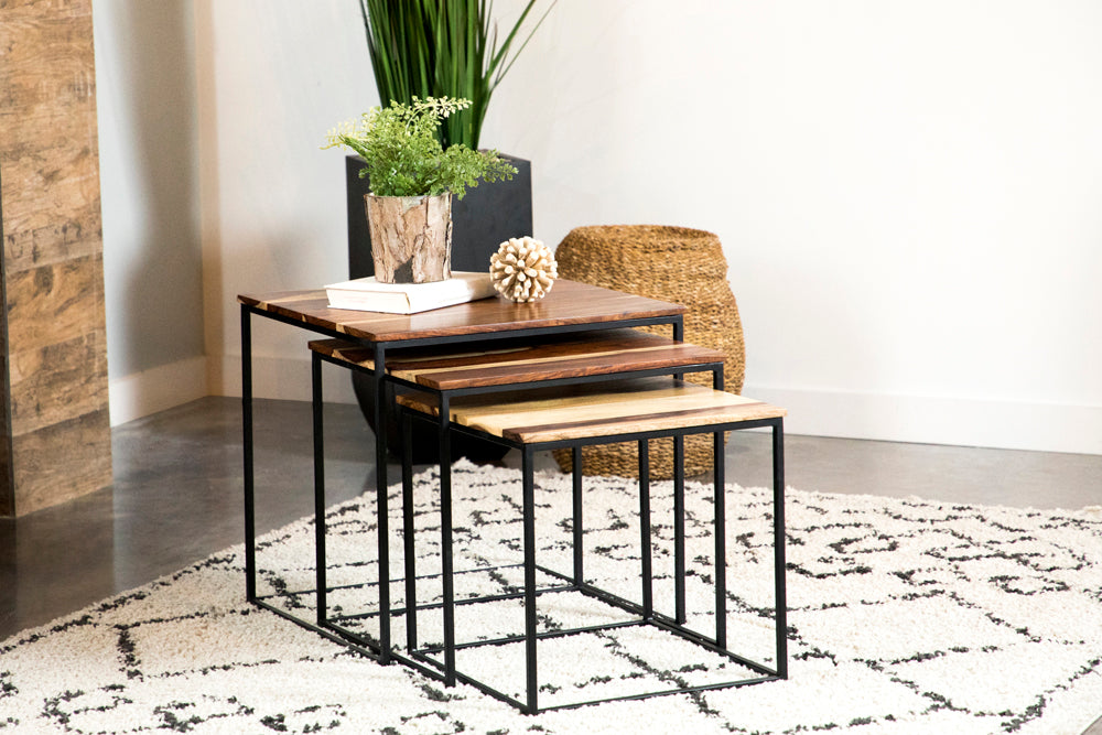 Belcourt Square Nesting Tables Natural and Black