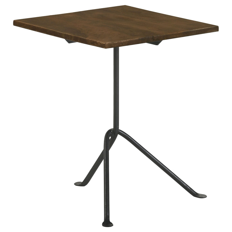 Mesa auxiliar decorativa con tapa de madera cuadrada Heitor, color marrón oscuro