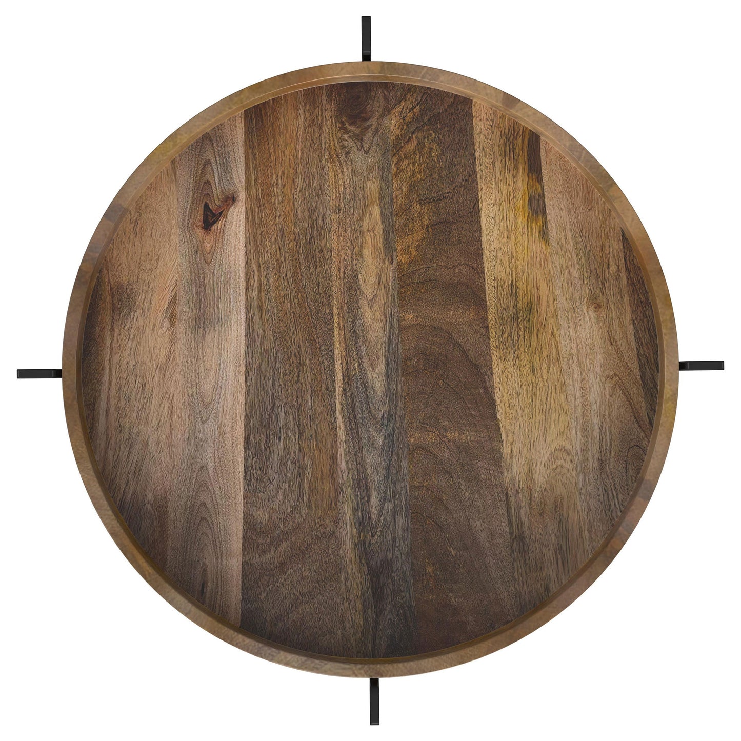 Mesa auxiliar redonda Adhvik con estante de mármol natural y negro