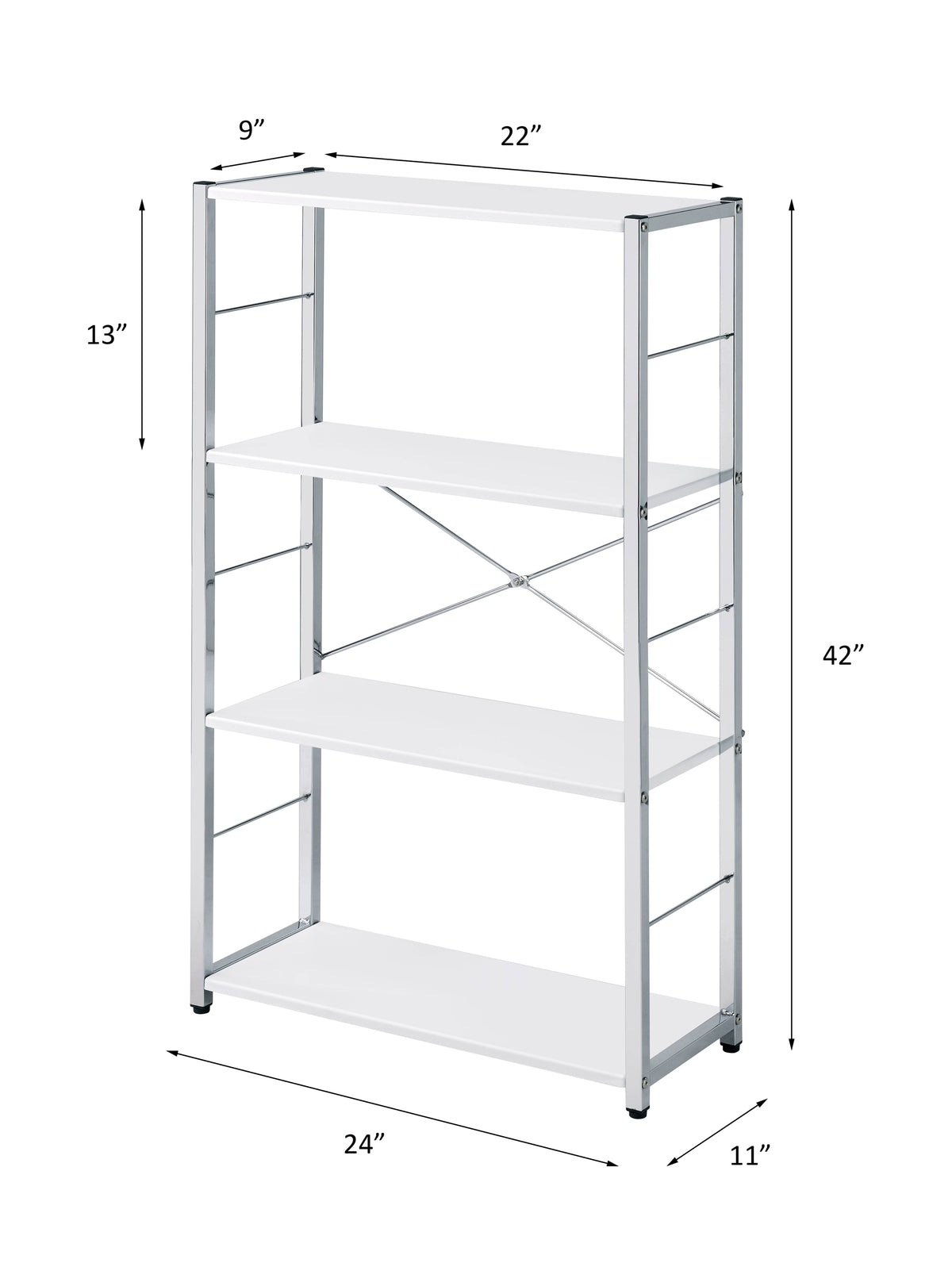 Tennos Bookshelf - White & Chrome