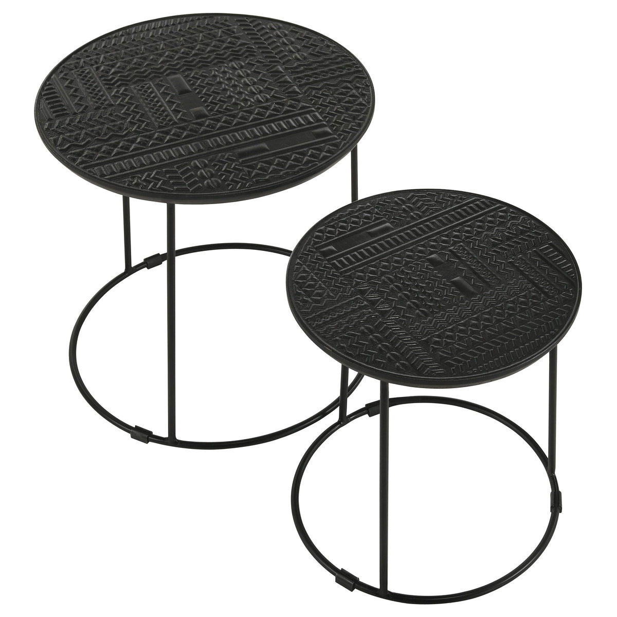 Mesa nido redonda de madera de mango Loannis en negro mate