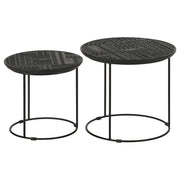 Mesa nido redonda de madera de mango Loannis en negro mate
