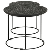 Mesa nido redonda de madera de mango Loannis en negro mate