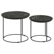 Mesa nido redonda de madera de mango Loannis en negro mate