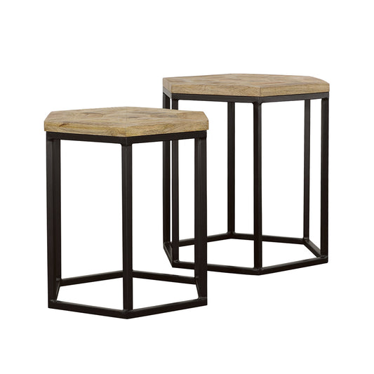 Adger Hexagonal Nesting Tables Natural and Black