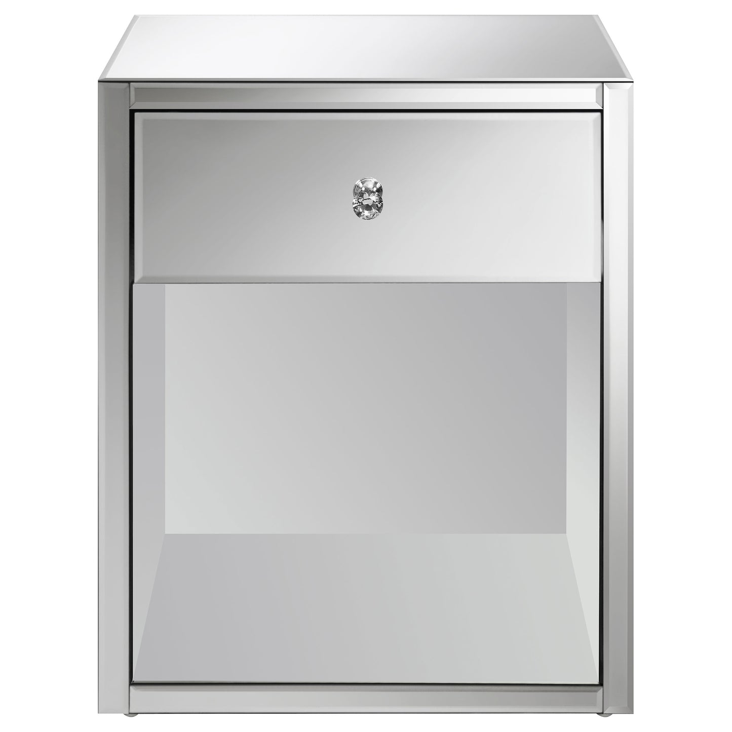 Coquette 1-drawer Mirrored Accent Side Table Silver