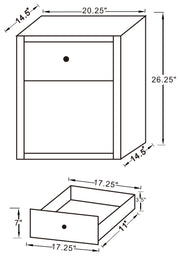 Coquette 1-drawer Mirrored Accent Side Table Silver