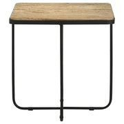 Mesa auxiliar Elyna con superficie de piedra cuadrada y acento beige